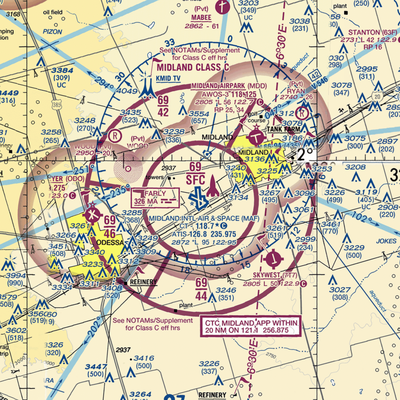 Midland International Airport (MAF) VFR Sectional  Gaming Mouse Pad