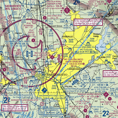 Mc Clellan Airfield (MCC) VFR Sectional  Gaming Mouse Pad