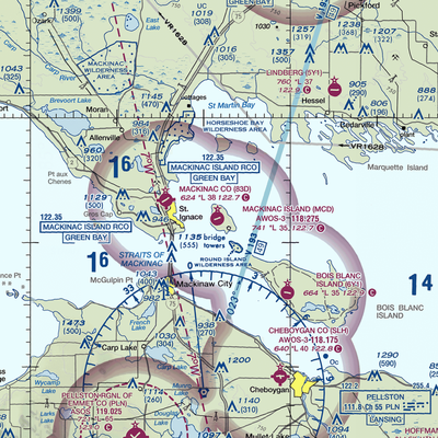 Mackinac Island Airport (MCD) VFR Sectional  Gaming Mouse Pad