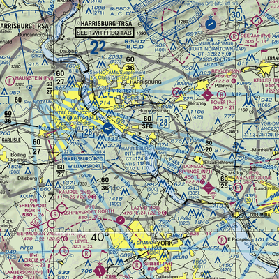 Harrisburg International Airport (MDT) VFR Sectional  Gaming Mouse Pad