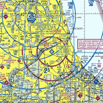 Chicago Midway International Airport (MDW) VFR Sectional  Gaming Mouse Pad