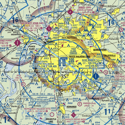 Memphis International Airport (MEM) VFR Sectional  Gaming Mouse Pad