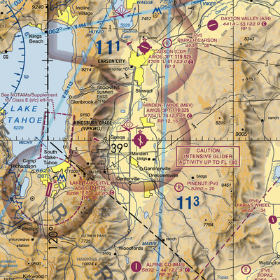 Minden-Tahoe Airport (MEV) VFR Sectional  Gaming Mouse Pad