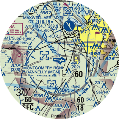 Montgomery Regional (Dannelly Field) Airport (MGM) VFR Sectional  Gaming Mouse Pad