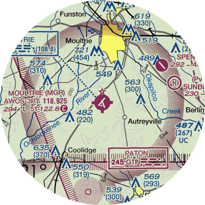 Moultrie Municipal Airport (MGR) VFR Sectional  Gaming Mouse Pad