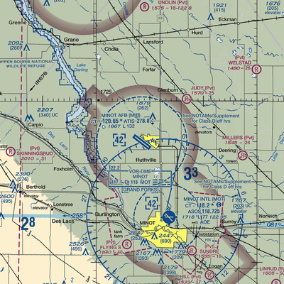 Minot Air Force Base (MIB) VFR Sectional  Gaming Mouse Pad