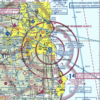 General Mitchell International Airport (MKE) VFR Sectional  Gaming Mouse Pad