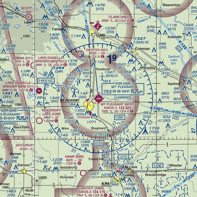 Mount Pleasant Municipal Airport (MOP) VFR Sectional  Gaming Mouse Pad