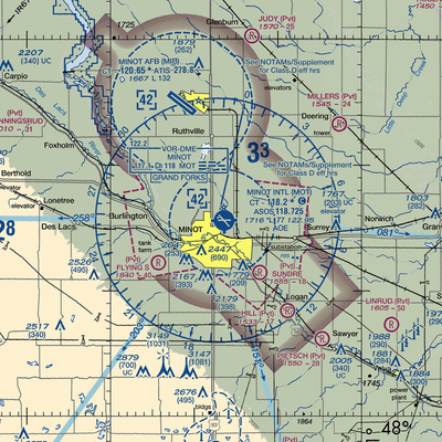 Minot International Airport (MOT) VFR Sectional  Gaming Mouse Pad