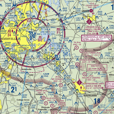 Smyrna Airport (MQY) VFR Sectional  Gaming Mouse Pad