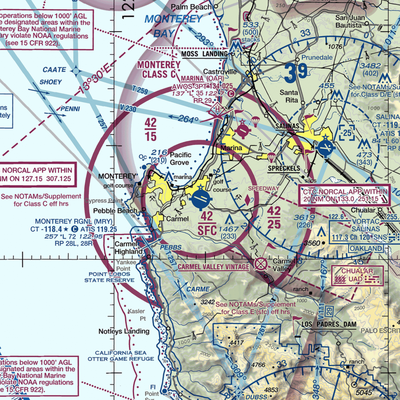 Monterey Peninsula Airport (MRY) VFR Sectional  Gaming Mouse Pad