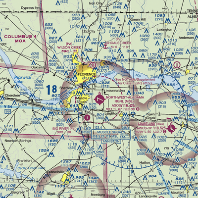 Northwest Alabama Regional Airport (MSL) VFR Sectional  Gaming Mouse Pad