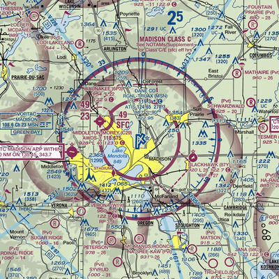 Dane County Regional Truax Field (MSN) VFR Sectional  Gaming Mouse Pad