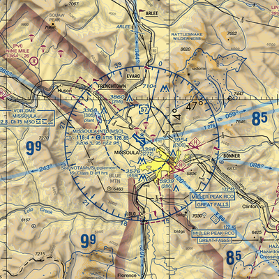 Missoula International Airport (MSO) VFR Sectional  Gaming Mouse Pad