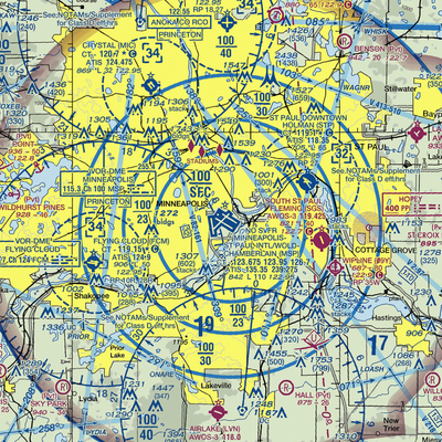 Minneapolis-St Paul International/Wold-Chamberlain Airport (MSP) VFR Sectional  Gaming Mouse Pad