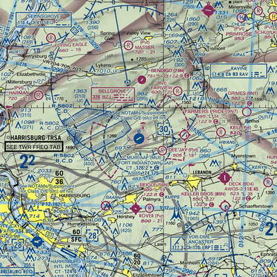 Muir Army Air Field (Fort Indiantown Gap) Airport (MUI) VFR Sectional  Gaming Mouse Pad