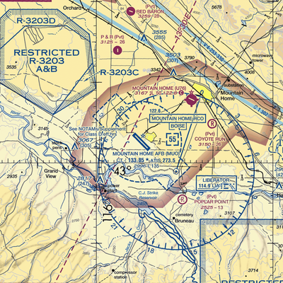 Mountain Home Air Force Base (MUO) VFR Sectional  Gaming Mouse Pad