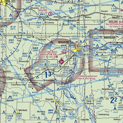 Muscatine Municipal Airport (MUT) VFR Sectional  Gaming Mouse Pad