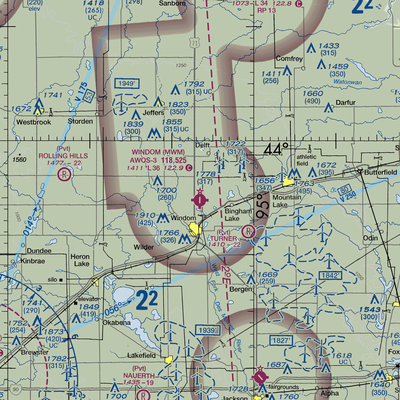 Windom Municipal Airport (MWM) VFR Sectional  Gaming Mouse Pad