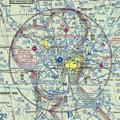 Maxwell Air Force Base (MXF) VFR Sectional  Gaming Mouse Pad