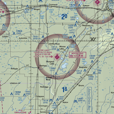 Moose Lake Carlton County Airport (MZH) VFR Sectional  Gaming Mouse Pad