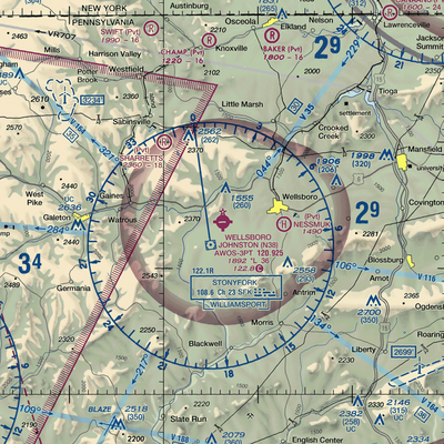 Wellsboro Johnston Airport (N38) VFR Sectional  Gaming Mouse Pad