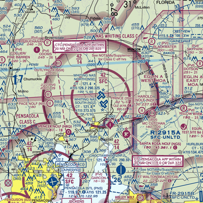 Whiting Field Naval Air Station South Airport (NDZ) VFR Sectional  Gaming Mouse Pad