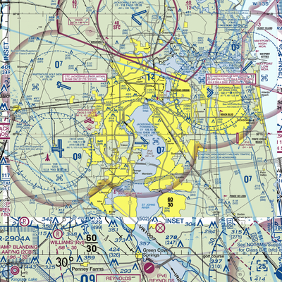 Jacksonville Naval Air Station (Towers Field) (NIP) VFR Sectional  Gaming Mouse Pad