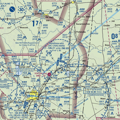 Meridian Naval Air Station (NMM) VFR Sectional  Gaming Mouse Pad