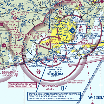 Pensacola Naval Air Station/Forrest Sherman Field (NPA) VFR Sectional  Gaming Mouse Pad