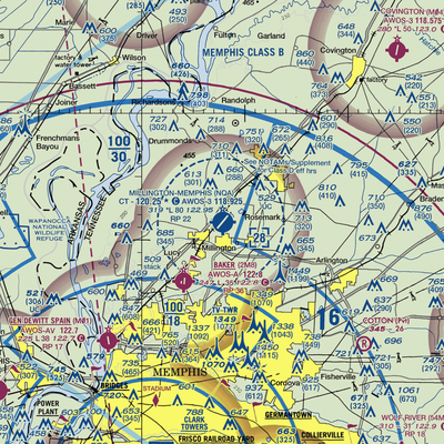 Millington-Memphis Airport (NQA) VFR Sectional  Gaming Mouse Pad