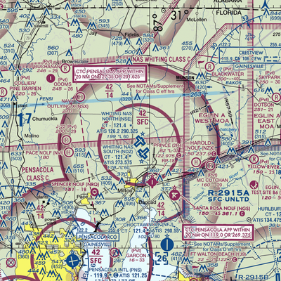 Whiting Field Naval Air Station - North (NSE) VFR Sectional  Gaming Mouse Pad