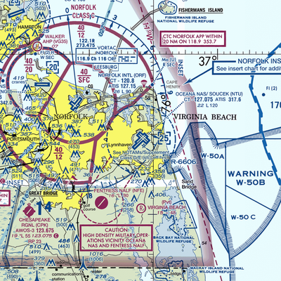 Oceana Naval Air Station (NTU) VFR Sectional  Gaming Mouse Pad