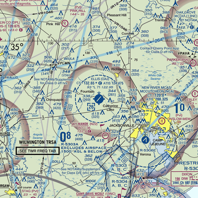 Albert J Ellis Airport (OAJ) VFR Sectional  Gaming Mouse Pad