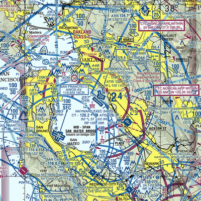 Metropolitan Oakland International Airport (OAK) VFR Sectional  Gaming Mouse Pad