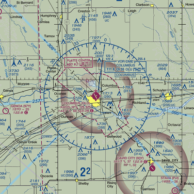 Columbus Municipal Airport (OLU) VFR Sectional  Gaming Mouse Pad