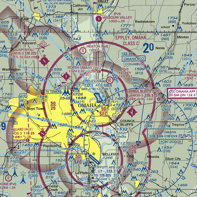 Eppley Airfield (OMA) VFR Sectional  Gaming Mouse Pad