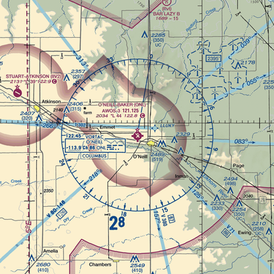 The O'Neill Municipal John L Baker Field (ONL) VFR Sectional  Gaming Mouse Pad