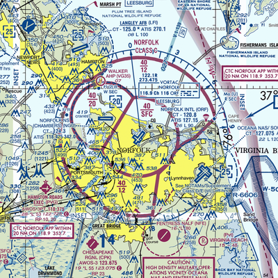 Norfolk International Airport (ORF) VFR Sectional  Gaming Mouse Pad