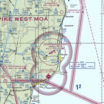 Oscoda Wurtsmith Airport (OSC) VFR Sectional  Gaming Mouse Pad