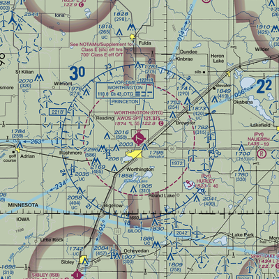 Worthington Municipal Airport (OTG) VFR Sectional  Gaming Mouse Pad