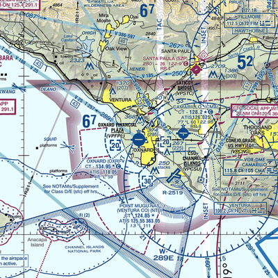 Oxnard Airport (OXR) VFR Sectional  Gaming Mouse Pad