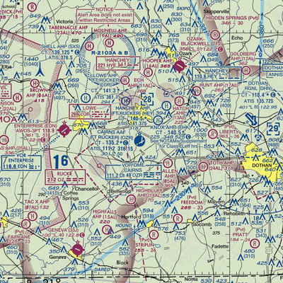 Cairns AAF (Fort Rucker) Air Field (OZR) VFR Sectional  Gaming Mouse Pad