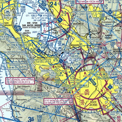 Palo Alto Airport of Santa Clara County (PAO) VFR Sectional  Gaming Mouse Pad