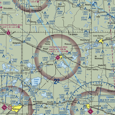 Paynesville Municipal Airport (PEX) VFR Sectional  Gaming Mouse Pad