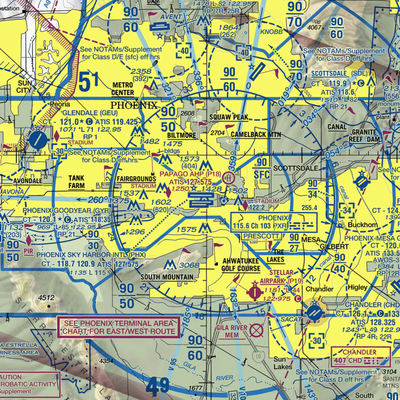 Phoenix Sky Harbor International Airport (PHX) VFR Sectional  Gaming Mouse Pad