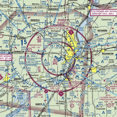 General Wayne A. Downing Peoria International Airport (PIA) VFR Sectional  Gaming Mouse Pad