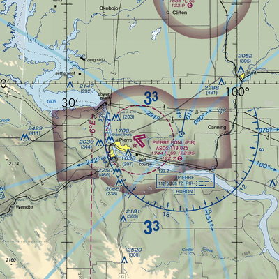 Pierre Regional Airport (PIR) VFR Sectional  Gaming Mouse Pad