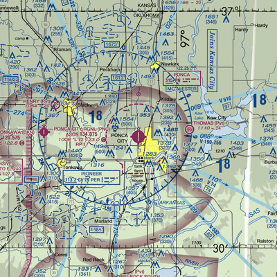 Ponca City Regional Airport (PNC) VFR Sectional  Gaming Mouse Pad