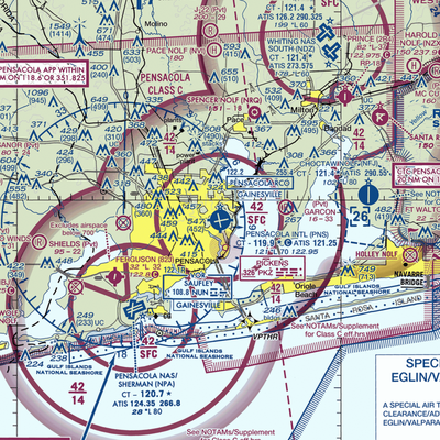 Pensacola International Airport (PNS) VFR Sectional  Gaming Mouse Pad